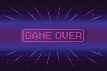 Wall Mural - game over, retro games for game assets in retro futuristic sci-fi background vector illustration. gl
