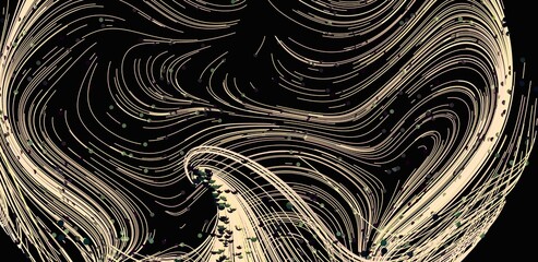 Aufkleber - Elegant beige lines swirl on black background. Ideal for modern designs.