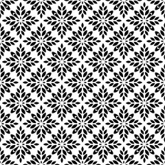 Aufkleber - Flower geometric pattern. Seamless vector background. White and black ornament. Ornament for fabric, wallpaper, packaging. Decorative print.