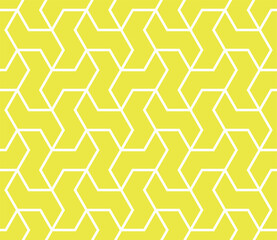 Aufkleber - The geometric pattern with lines. Seamless vector background. White and yellow texture. Graphic modern pattern. Simple lattice graphic design