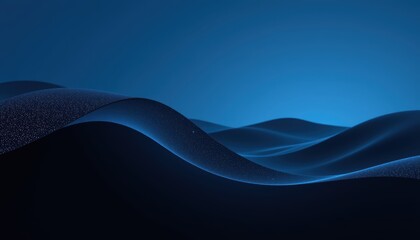 Wall Mural - abstract digital representation of flowing waves in deep blue hues with sparkling highlights