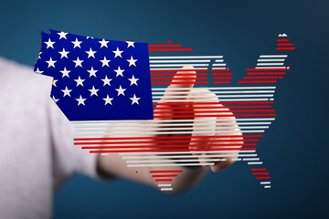 Aufkleber - American flag map graphic. Represents digital transformation, technology, and innovation in the US.