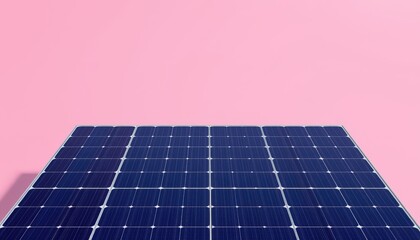Solar Panel Array on a Pink Background Showcasing Renewable Energy Technology and Innovation