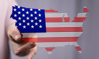 Poster - Abstract digital illustration of the USA flag map. Perfect for technology, data, and patriotism concepts.