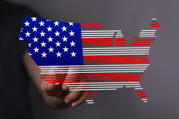 Poster - Digital rendering of the US flag forming a map. Perfect for Independence Day, election, or patriotic themes.
