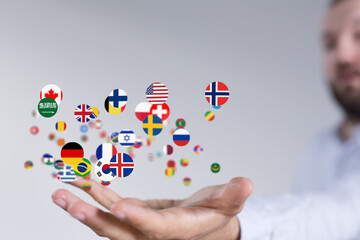 Leinwandbilder - Image of diverse flags symbolizing global reach, international business, and worldwide connections.