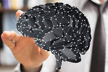 Poster - Digital brain visualization.  AI, technology, neural networks,  future, innovation.
