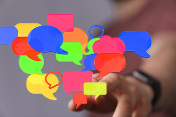 Poster - Abstract image of colorful speech bubbles,ideal for communication, social media, or networking concepts.