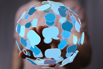 Aufkleber - Abstract image depicting a network of communication. Ideal for social media, networking, and technology concepts.