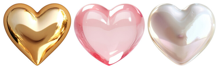 Canvas Print - png shiny colorful hearts collection, element set on transparent background
