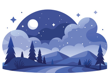 Night landscape with stars