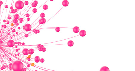 Fototapete - Big data visualization. Network connection structure with chaotic distribution of points and lines. 3D rendering.