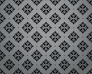 Aufkleber - Flower geometric pattern. Seamless vector background. Gray and black ornament