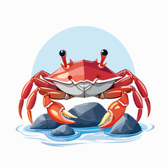 vibrant red crab design on rocks near water a scalable graphic perfect for logos branding and marine