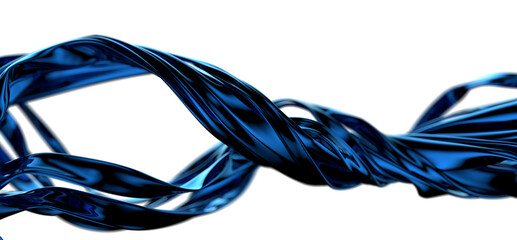 Fototapete - Undulating Depths: Abstract 3D Blue Wave Illustration with Layered Dimension