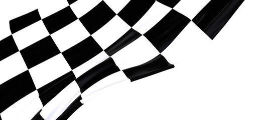 Poster -  Image of motor racing black and white checkered finish flag waving  - PNG