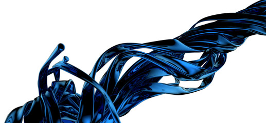 Fototapete - Aqua Serenity: Abstract 3D Blue Wave Illustration for Tranquil Designs