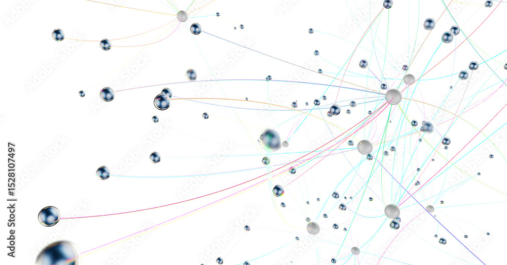 Futuristic geometric double data flow background with connecting dots and lines. Abstract digital
