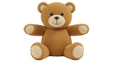 Isolated Cute Brown Teddy Bear with Stitched Details