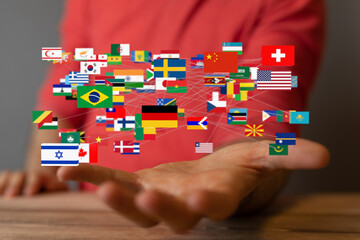 Leinwandbilder - Diverse flags interconnected, symbolizing global connections and international collaboration.