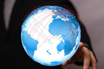 Leinwandbilder - Image of a digital globe showing global connections, ideal for business and technology concepts.