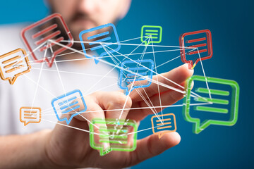 Aufkleber - Visual representation of interconnected global communication.  Modern technology and networking.