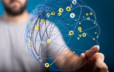Leinwandbilder - Abstract image depicting global network, connections, communication, and technology.