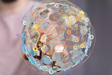 Leinwandbilder - Abstract image of a global network, representing digital connections and interconnectivity.
