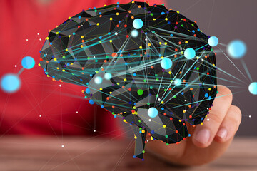 Leinwandbilder - Abstract image of a brain network.  Perfect for AI, technology, and neural network concepts.