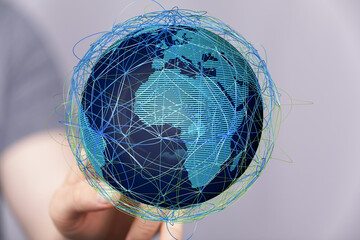 Leinwandbilder - Image of a digital globe showcasing interconnectedness and global communication networks.