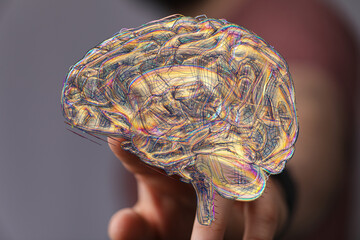 Leinwandbilder - Abstract image of a human brain, showcasing intricate neural pathways and connections.