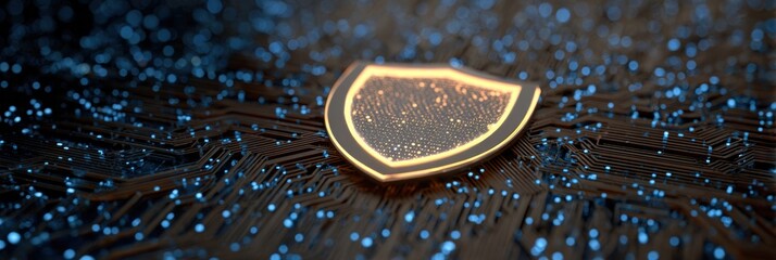 Poster - Antivirus Shield Pulsates to Block Phishing Threats in a Digital Landscape at Night