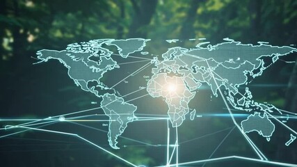 Wall Mural - a globe with lines connecting it to other globes