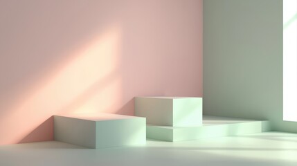 Wall Mural - minimalist interior with soft colors and geometric shapes