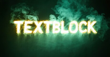 Aufkleber - Bright text glows amidst swirling green smoke. Dramatic lighting creates intense visual impact. Bold lettering dominates dark background.