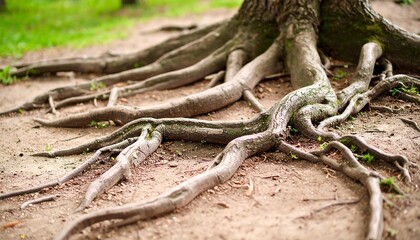 tree roots with park ground, and nature.