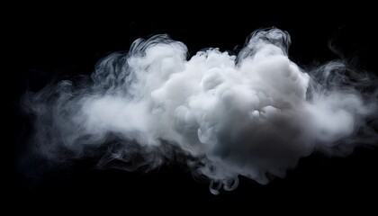 Wall Mural - white smoke cloud on isolated black background misty fog effect texture overlays
