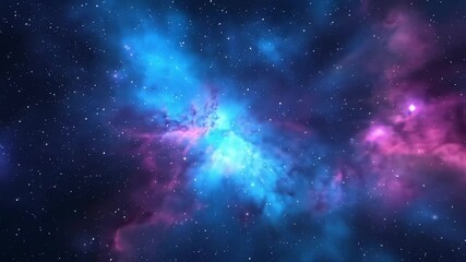 Wall Mural - A vibrant, colorful nebula with blue and pink clouds surrounded by countless stars in deep space.