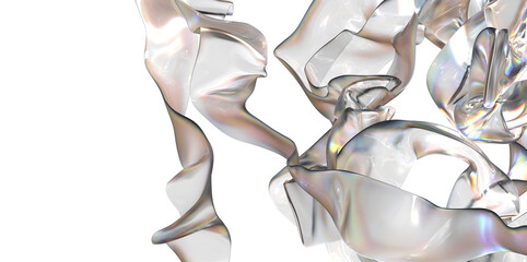 Fototapete - High-resolution image of abstract iridescent fluid shapes in dynamic motion. Perfect for backgrounds, design, and artistic projects.