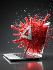 Poster - Warning Popup Indicates Malware Attack From Fake Antivirus Software on Laptop Screen
