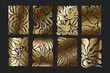 © Iren Art - Elegant Gold Botanical Set on Black Background. Luxury Vector Foliage Illustrations