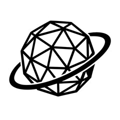 Wall Mural - a geometric illustration depicting a stylized planet, exuding modern sophistication with its clean l