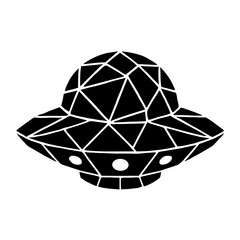 Wall Mural - a geometric representation of a classic flying saucer, set against a clean background, creating a fu
