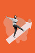 © deagreez - Poster image vertical photo collage of excited man dance arrow pointer success career growth progress development concept