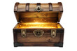 © All in Stock - Glowing open vintage wooden treasure chest isolated on a white or transparent background — great for fantasy, games, history, and adventure-themed visuals.