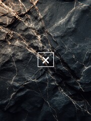 Aufkleber - Error Icon Shown Above Dark Cracked Texture With Clean Top Zone, Depicting a Technological Glitch in a Polished Setting