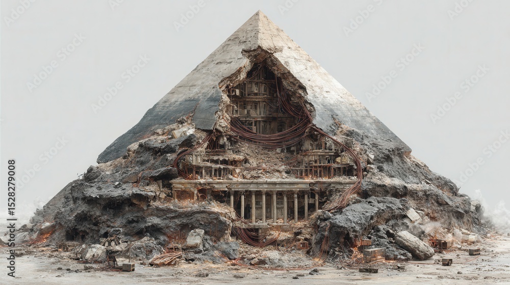 Ancient ruined pyramid shows complex internal structure in surreal ...