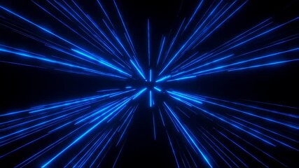 Wall Mural - blue neon light trails form abstract futuristic tunnel background. fast movement concept for data tr