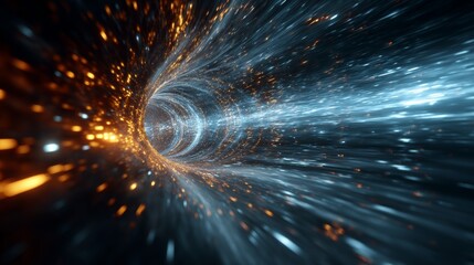 Leinwandbilder - Immersive Journey Through a Vibrant Energy Tunnel With Swirling Light Streams and Dynamic Motion