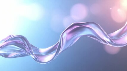 Poster - Abstract Liquid Wave: A fluid, ethereal wave of iridescent liquid gracefully flows, illuminated by soft, out-of-focus lights, evoking a sense of calm and futuristic design.